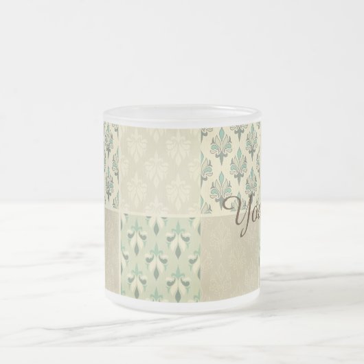 Aquamariner Farbfall Damasal königlichen Chic eleg Mattglastasse (Mittel)