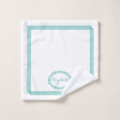 Aquamariner Farbname in Blumenovalen mit Rechtecke Badhandtuch Set (Waschlappen)