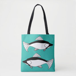 Aquamariner Fisch handgezeichnet Lachs Tasche