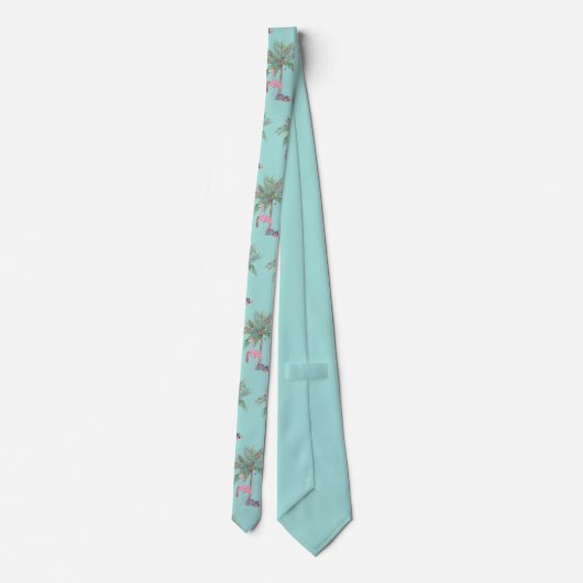 Aquamariner Flamingo in Weihnachtsmannmütze mit Pa Krawatte (Rückseite)