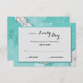 Aquamariner Floral Response Card Einladung (Vorne/Hinten)