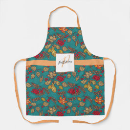 Aquamariner Folienstreifen mit Familienname Schürze