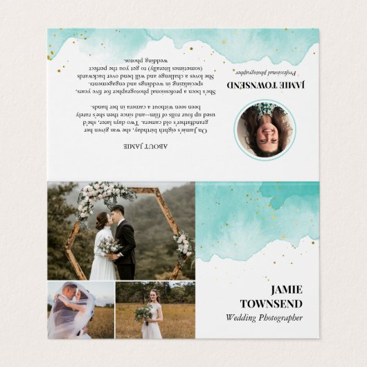 Aquamariner Fotograf Visitenkarten (Außenseite Aufgefaltet)