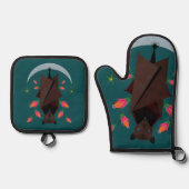 Aquamariner Fox Ofenhandschuh & Topflappen-Set (Vorderseite)