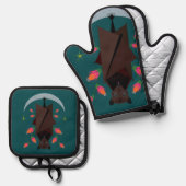 Aquamariner Fox Ofenhandschuh & Topflappen-Set (Vorderseite/Rückseite)