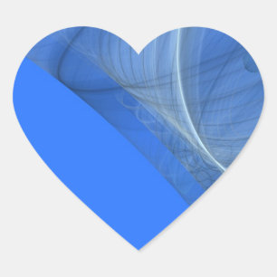 Aquamariner Fraktal-Hintergrundpfropfen Herz-Aufkleber