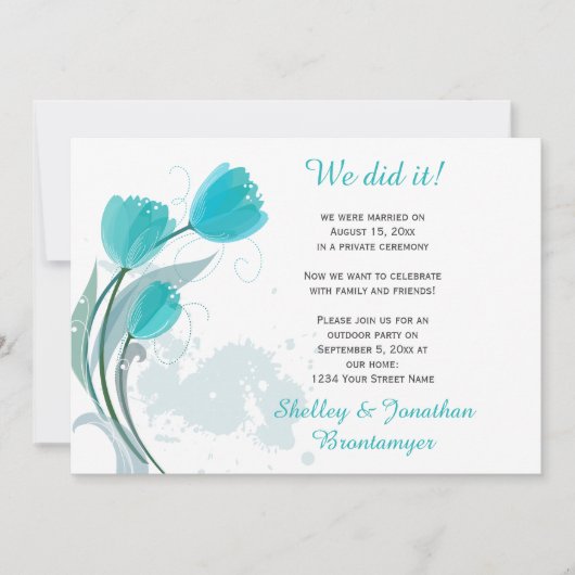 Aquamariner Frühlingswasser Tulip Nur Empfang Einladung (Vorderseite)