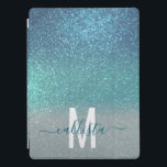 Aquamariner Funkelnd Glitzer Ombre Monogram iPad Pro Hülle<br><div class="desc">Dieses elegante, glamouröse und schicke Print ist perfekt für das trendige und stilvolle Girly Girl. Es verfügt über ein Imitat gedruckt funkelnd hellblauen Glitzer in aquamarin grün in pastellblau dreifach Gradienten ombre. Es ist modern, hübsch, mädchenhaft, einzigartig und cool. Passen Sie dieses Design einfach mit Ihrem eigenen personalisierten Monogramm-Familiennamen und/oder...</div>