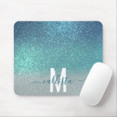 Aquamariner Funkelnd Glitzer Ombre Monogram Mousepad (Mit Mouse)