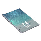 Aquamariner Funkelnd Glitzer Ombre Monogram Notizblock (Rechte Seite)