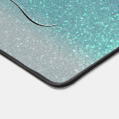 Aquamariner Funkelnd Glitzer Ombre Monogram Schreibtischunterlage (Ecke)