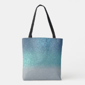 Aquamariner Funkelnd Glitzer Ombre Monogram Tasche (Rückseite)
