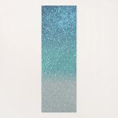 Aquamariner Funkelnd Glitzer Ombre Monogram Yogamatte (Rückseite)