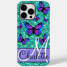 Aquamariner funkelnder Glitzer, lila Schmetterling Case-Mate iPhone 14 Pro Max Hülle