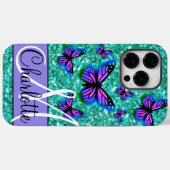 Aquamariner funkelnder Glitzer, lila Schmetterling Case-Mate iPhone Hülle (Rückseite (Horizontal))