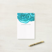 Aquamariner Geode | Watercolor Post-it Klebezettel (Auf Schreibtisch)