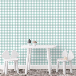 Aquamariner Gingham Karo niedliches einfaches Baue Tapete