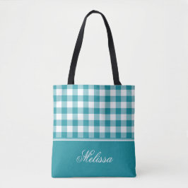 Aquamariner Gingham | personalisiert Tasche