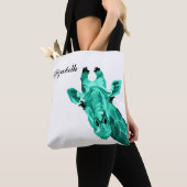 Aquamariner Giraffe Pop Art Personalisierte Tote T Tasche (Von Nahem)