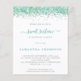 Aquamariner Glitzer 16 . Geburtstag Einladung