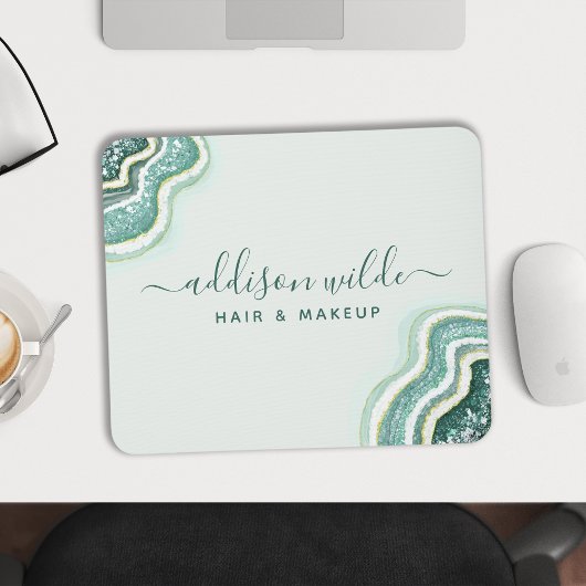 Aquamariner Glitzer Agate Geode Luxe Chic Mousepad