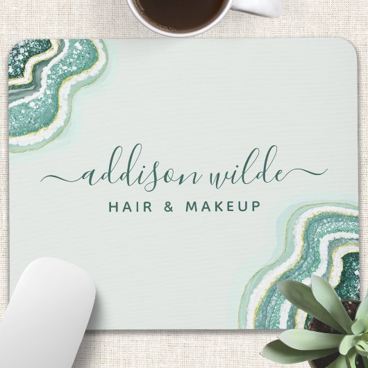 Aquamariner Glitzer Agate Geode Luxe Chic Mousepad