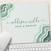 Aquamariner Glitzer Agate Geode Luxe Chic Mousepad