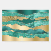 Aquamariner Glitzer aus blauem Gold Geschenkpapier Set (Vorderseite 3)