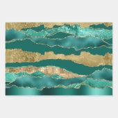 Aquamariner Glitzer aus blauem Gold Geschenkpapier Set (Vorderseite 2)