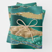 Aquamariner Glitzer aus blauem Gold Geschenkpapier Set (Beispiel)