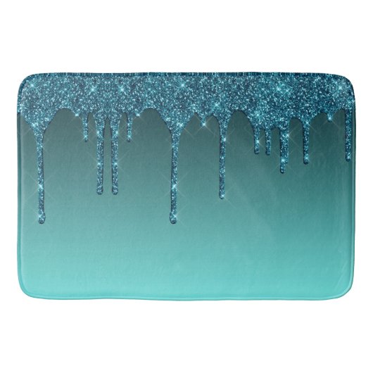 Aquamariner Glitzer Badematte (Vorderseite)