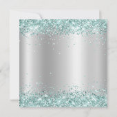 Aquamariner Glitzer Blasssilber Gradient 40. Gebur Einladung (Rückseite)