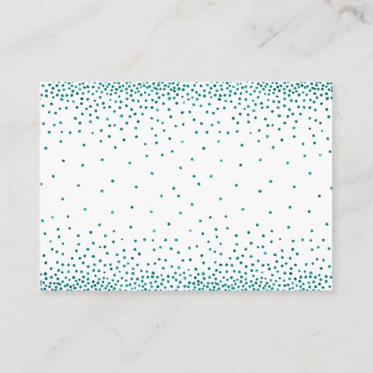 Aquamariner Glitzer Confetti Script Diaper Raffles Begleitkarte (Rückseite)