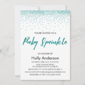 Aquamariner Glitzer Confetti & Typografie Baby Spr Einladung (Vorderseite)