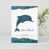 Aquamariner Glitzer Dolphin - Neue Adressenverschi Ankündigung (Stehend Vorderseite)