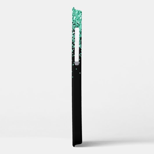 Aquamariner Glitzer Elegantes Skript Case-Mate iPhone Hülle (Rückseite / Links)