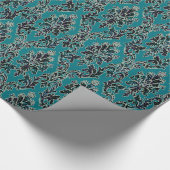 Aquamariner Glitzer-elegantes Vintages Geschenkpapier (Ecke)