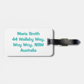 Aquamariner Glitzer Gepäckanhänger (Rückseite horizontal)