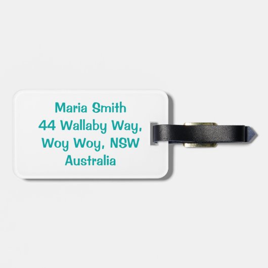 Aquamariner Glitzer Gepäckanhänger (Rückseite horizontal)