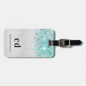 Aquamariner Glitzer Gepäckanhänger (Vorderseite horizontal)