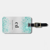 Aquamariner Glitzer Gepäckanhänger (Vorderseite horizontal)