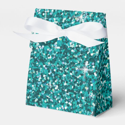 Aquamariner Glitzer Geschenkschachtel (Vorderseite)