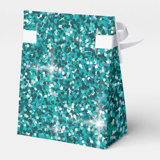Aquamariner Glitzer Geschenkschachtel (Rückseite)