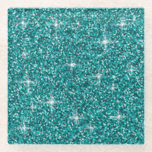 Aquamariner Glitzer Glasuntersetzer