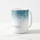 Aquamariner Glitzer Glitz Funkglasur personalisier Kaffeetasse (VorderseiteRechts)