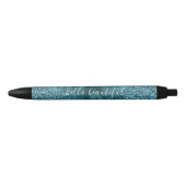 Aquamariner Glitzer Glitz Funkglasur personalisier Kugelschreiber (Vorderseite)