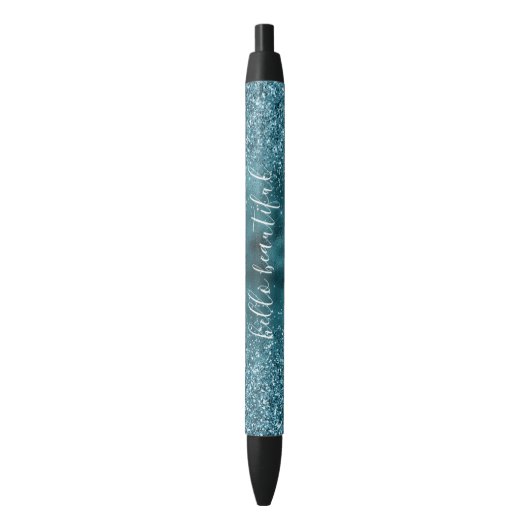Aquamariner Glitzer Glitz Funkglasur personalisier Kugelschreiber (Vorderseite Vertikal)