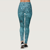 Aquamariner Glitzer Glitz Funkglasur personalisier Leggings (Rückseite)