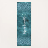 Aquamariner Glitzer Glitz Funkglasur personalisier Yogamatte (Vorderseite)