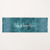 Aquamariner Glitzer Glitz Funkglasur personalisier Yogamatte (Vorderseite (Horizontal))